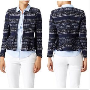 Rebecca Taylor Lurex Tweed Jacker Blazer peplum Zip Front Size 0 $575.00